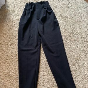 Black paper bag pants